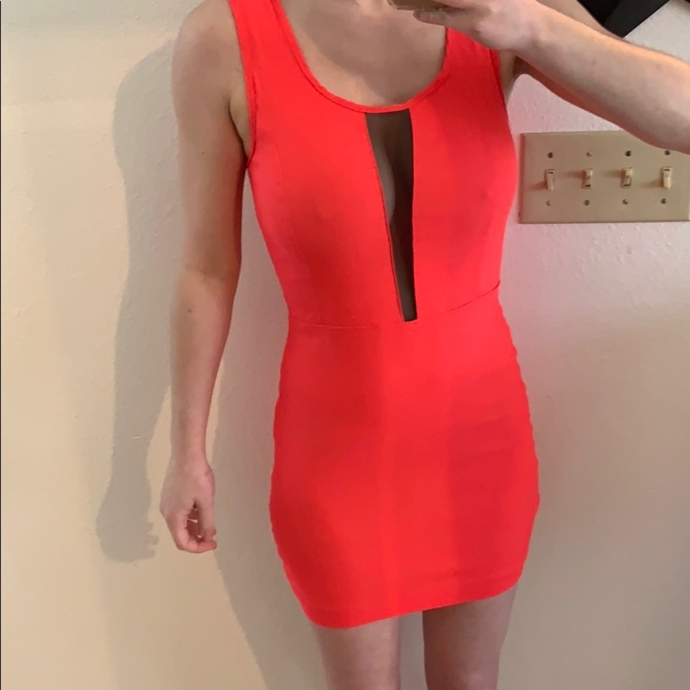 Hot Pink & Black Mesh Bodycon Dress